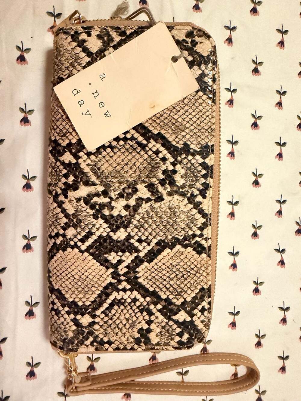 A New Day Snakeskin Print Double Zip Wristlet Wallet